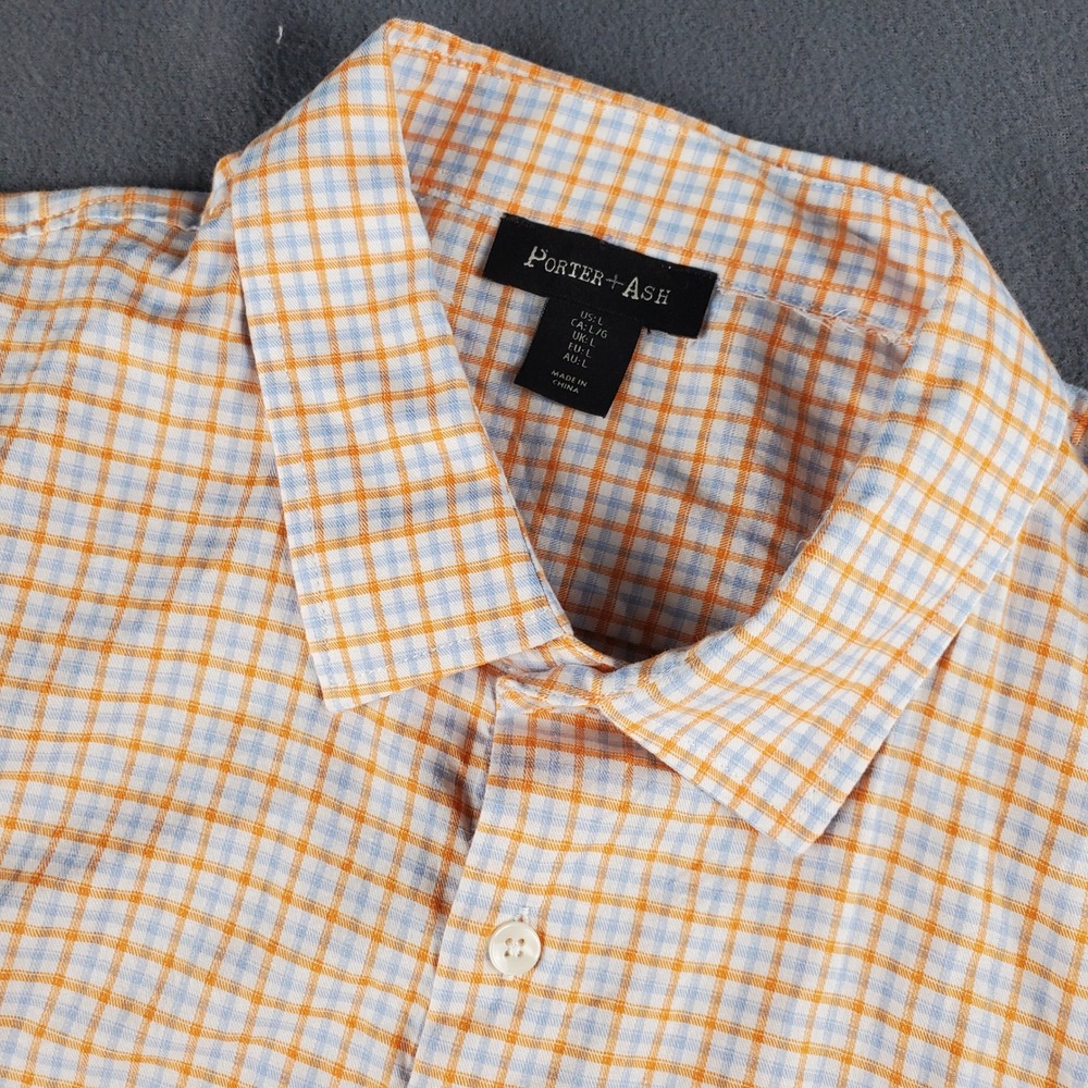 Porter + Ash Mens Plaid Button up Shirt, Casual long Sleeve Large